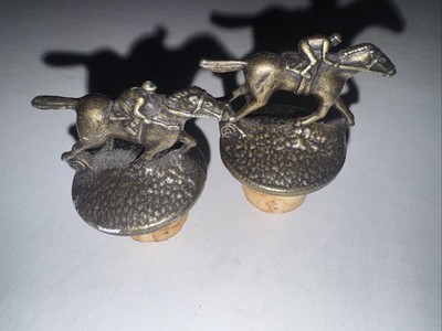 Blanton's Bourbon Horse & Jockey Bronze Bottle Stoppers Set/2 Letters A & T