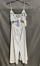 Reformation Women's Riley Dress Light Blue Tie Front Cutout Midi M NWT