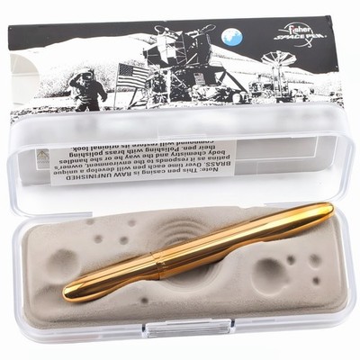 Fisher Bullet Space Pen Brass Construction PR4 Black Ink Medium Point 845006