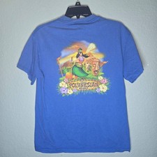 VTG Disney Parks Polynesian Resort Blue Shirt L Graphic Beach Luau Tiki 90s Rare