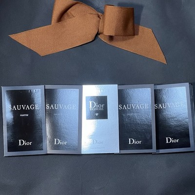Lot of 5 Dior Men's Fragrance Samples Sauvage Parfum EDT & Dior Homme Vial Card
