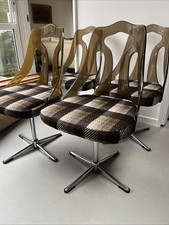 Set of 4 MCM 1960s Smoked Perspex & Chrome Swivel Chairs Mid-Century Vintage