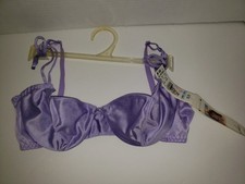 VTG Jaclyn Smith 34B Bra Underwire Lace Trim 80s 90s Floral Flower Print Purple