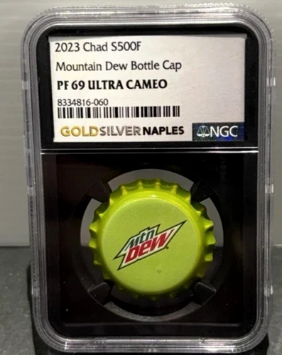 Mountain Dew Chad S500F Silver Bottle Cap 2023 NGC PF69 Ultra Cameo
