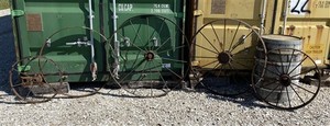 5 Cast Iron Implement Wheels, Wagon Wheel, Tractor Steel Rims, Industrial Age H