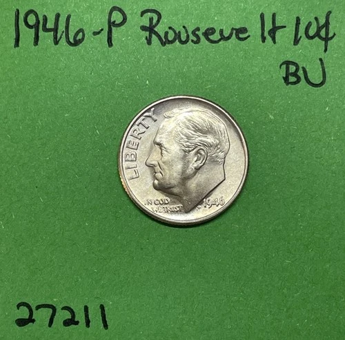 1946 P Roosevelt Dime BU Uncirculated Mint State 90% Silver 10c US Coin