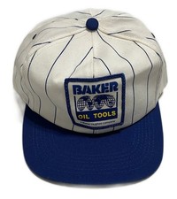 Vintage Baker Oil Tools Hat Cap Snapback A Baker Hughes Company Pinstripe Blue