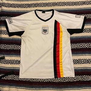 2014 Germany Deutschland embroidered eagle crest striped fan jersey tshirt M