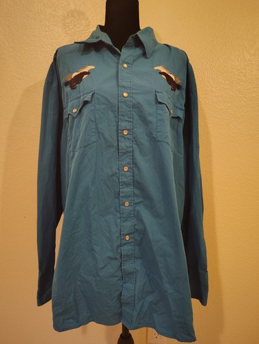 High Noon Vintage Wild Mustang Western Shirt-Turquoise