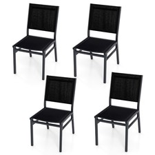 4PCS Outdoor Dining Chairs w/ Breathable Seat Backrest Heavy-Duty Aluminum Frame