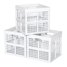 3 PCS White Square Milk Crate 18 L Plastic Stackable Utility Storage Bin