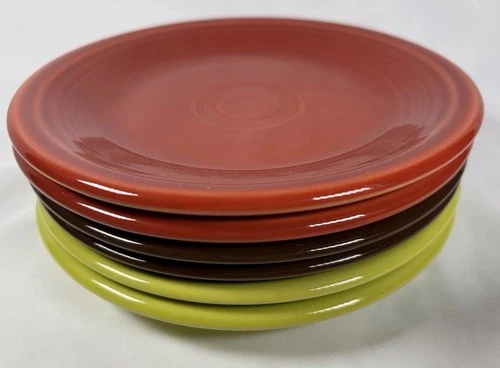 Lot Of 6 Fiestaware Fiesta Salad Plates  Lemongrass Paprika Chocolate 7.25"