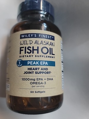 Wiley's Finest Wild Alaskan Fish Oil 1000mg EPA + DHA Peak EPA 60 Softgels 11/25