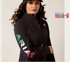 Ariat Tek Womens New Team Mexico Softshell Jacket 1X Black Wind Water Resistant