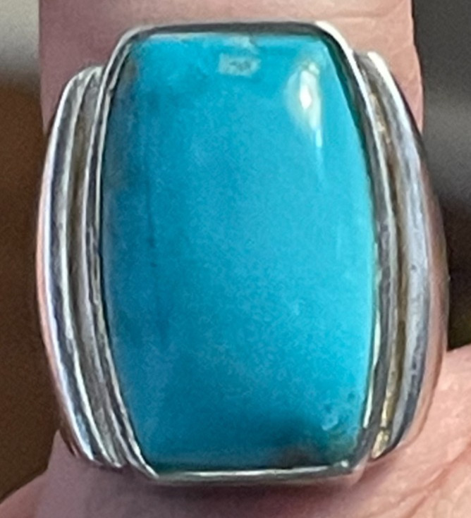 Signed Sterling Silver 925 Rectangular Turquoise … - image 3