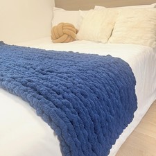 Chunky Knit Blanket Throw 40"x60", Chenille Throw Blankets, Handmade Warm  C...