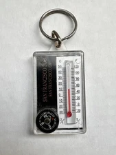 Vintage San Francisco Zoo Thermometer Compass Souvenir Keychain Key Ring