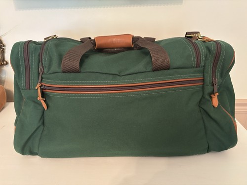 Vintage L.L. LL Bean Freeport Maine Duffle Bag Green Canvas Leather Luggage - Picture 16 of 24