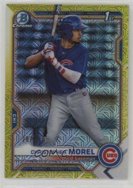 2021 Bowman Mega Box Yellow Mojo Refractor 28/75 Christopher Morel #BCP-131 e7o