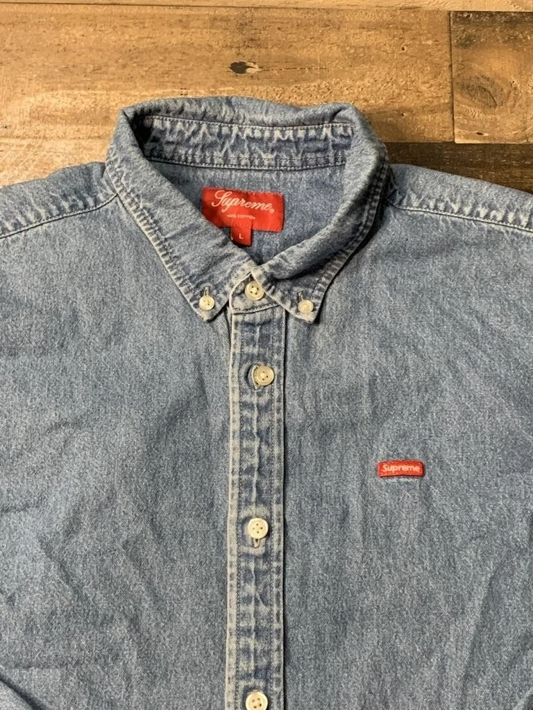 Supreme Denim Long Sleeve Casual Button-Down Shirts for Men for