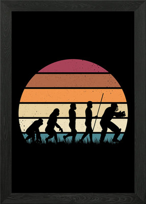 Retro Cricket Evolution gerahmtes Wandbild Poster Leinwanddruck Bild