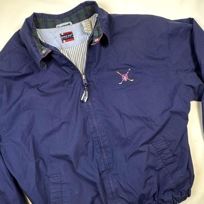 Vintage Bugle Boy Jacket Mens Large Blue Golf Windbreaker Zip Elastic Waist 90s