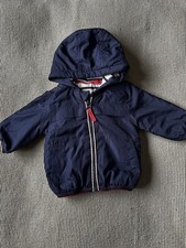 Boys Coat Newborn Navy Blue Soft Cotton Lined Excellent Condition