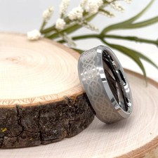 8mm Silver Tungsten Carbide Christmas Ring Polished Edge Celtic Knot Inlay Band