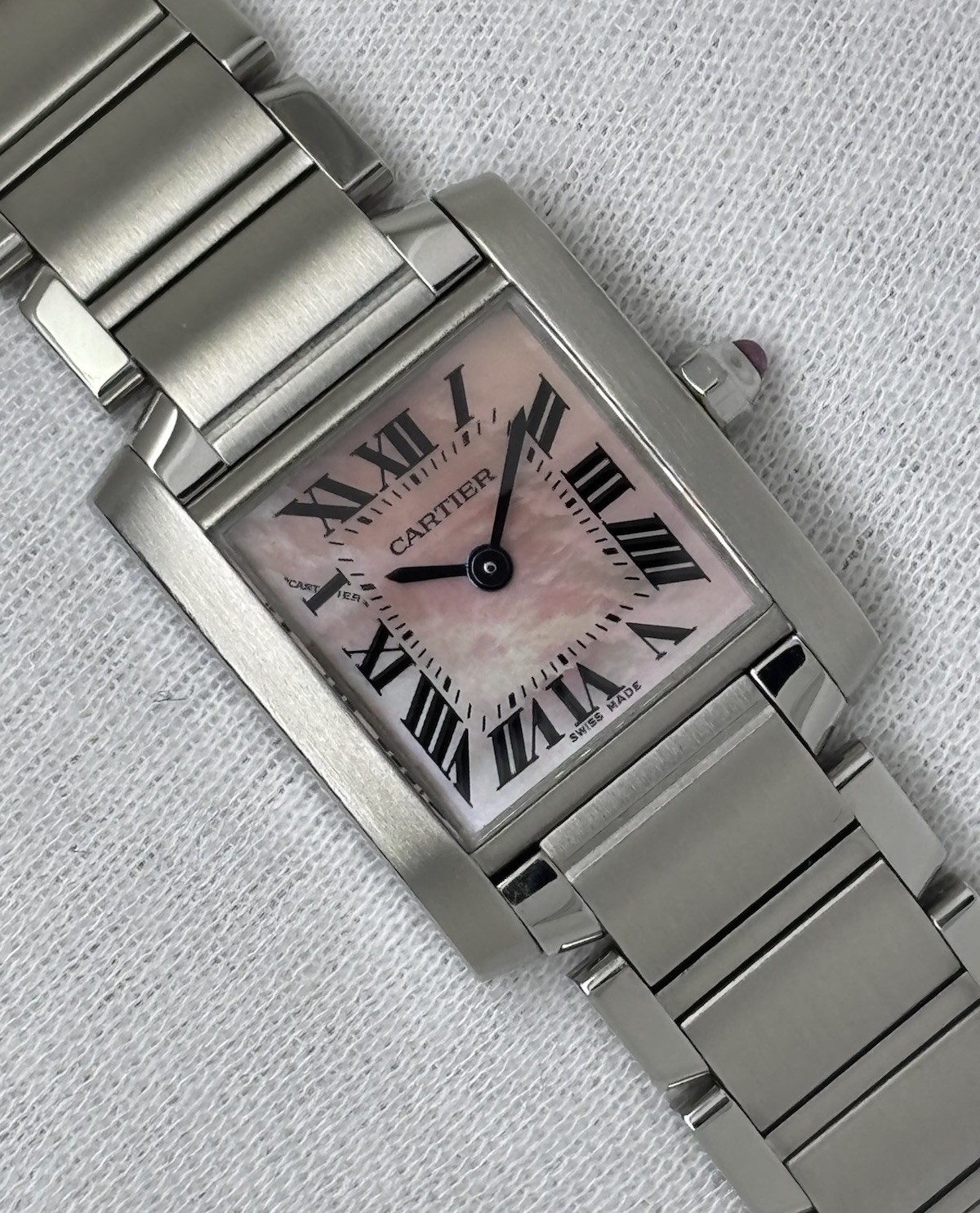 Cartier Tank Francaise Pink Mother of Pearl Dial Ladies Watch Quartz 20mm  2384