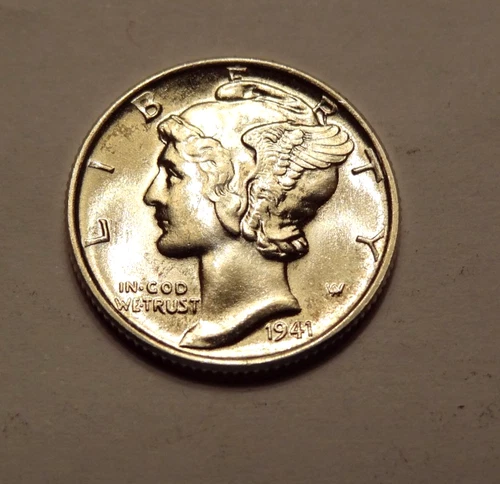 1941 MERCURY DIME, GEM BU, FULL BANDS