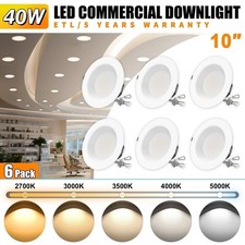 6 Pack 40W LED Recessed Ceiling Light Dimmable 10 Inch LED Downlight 2700K-5000K
