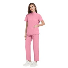 Women Scrub Sets Stretch Jogger Drawstring Pants Nurse Uniform Medical Workware
