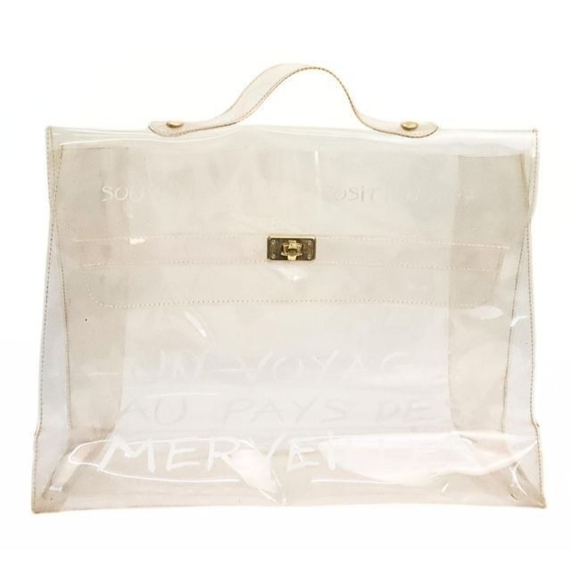 HERMES 1997年展覧会記念 クリアバッグ HERMES Vinyl Kelly 40 Hand Beach Bag Clear SOUVENIR DE L