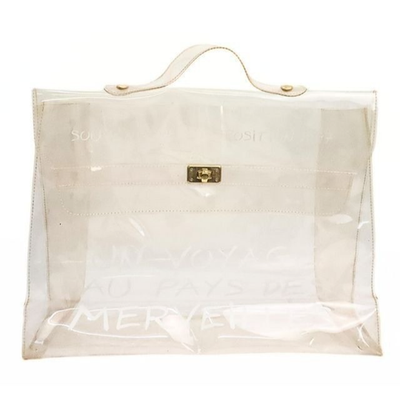 HERMES 1997年展覧会記念 クリアバッグ HERMES Vinyl Kelly 40 Hand Beach Bag Clear SOUVENIR DE L