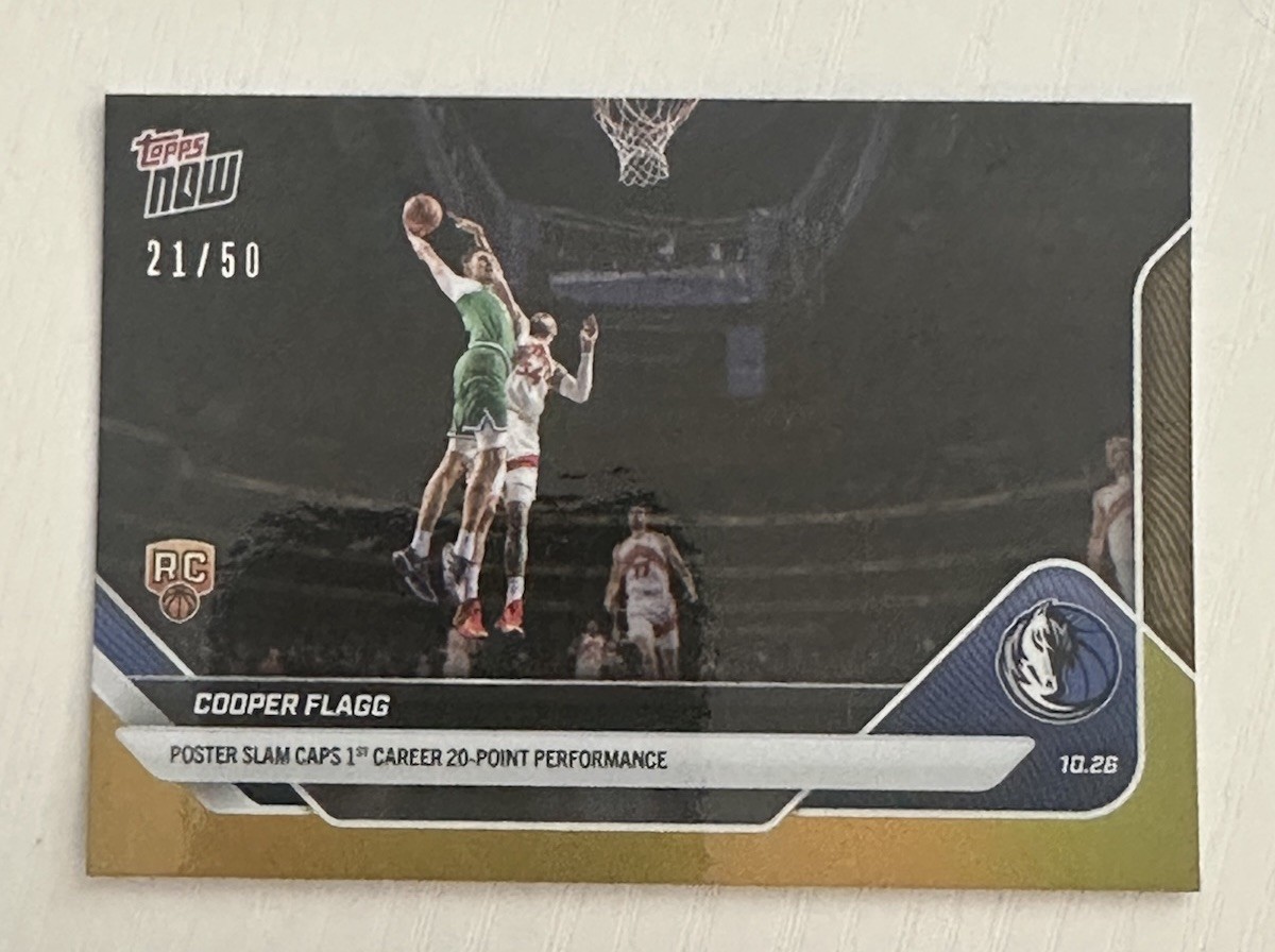 2025-26 Topps Now #28 Cooper Flagg Gold Foil /50 Rookie Mavericks