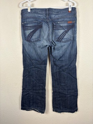 Seven For Mankind Womens Jeans Sz 31 Blue Dark Wash Solid Comfort Excellent - Picture 6 of 8