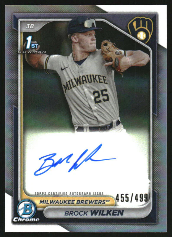 2024 Bowman Chrome Autographs Refractor #CPA-BW Brock Wilken RC Auto /499