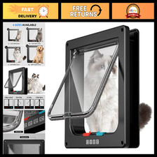Large Cat Door with 4 Locking Modes - Pet Door for Interior/Exterior Use, Black