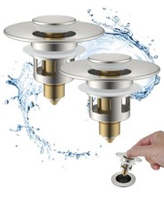 Hibbent 2 Pack All Metal Universal Bathroom Sink Brushed Nickel Finish