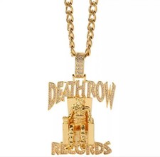 DAETH ROW RECORDS Gold Necklace with Cuban Chain - Hip Hop Style