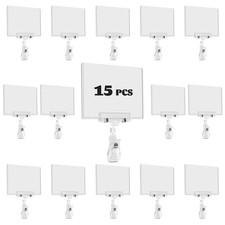 Plastic Sign Holder Clip, 15 Pack Double Head Rotating Clip On POP Swivel Sig...