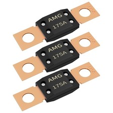 3Pcs 175A MEGA Fuse, High Current Bolt Mount Automotive 175 Amp MEGA/AMG Fuse.