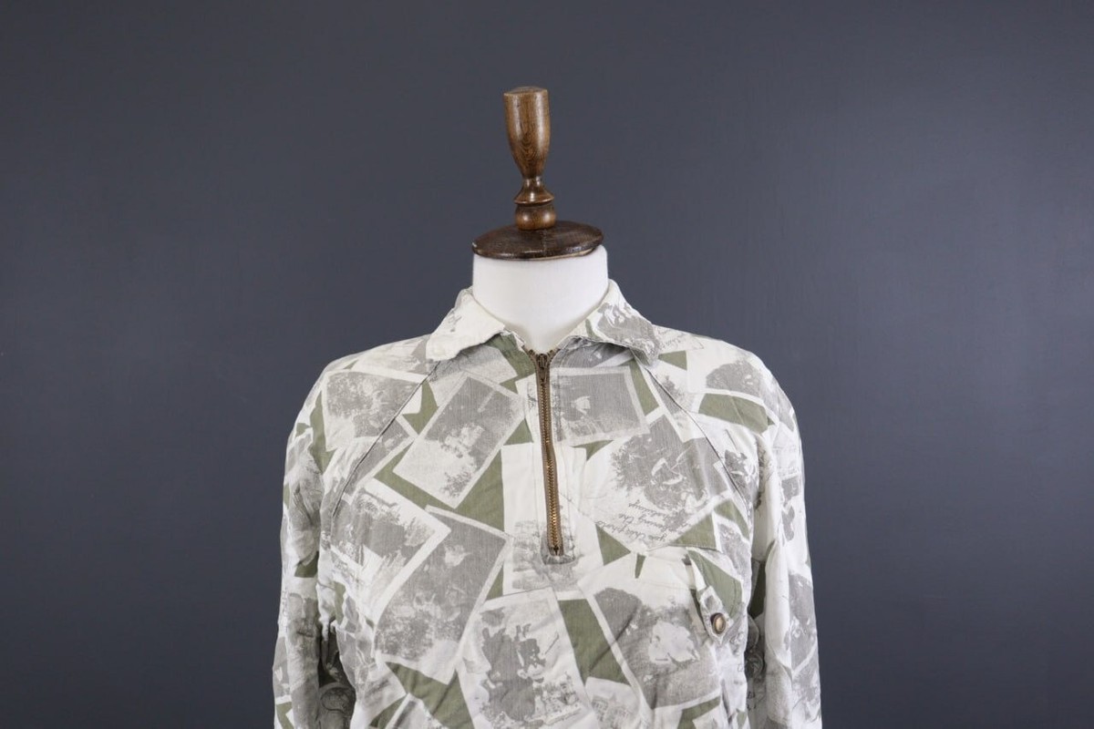 Vintage ARMANI JEANS Geometric Retro Long Sleeve 1/4 Zip Blouse