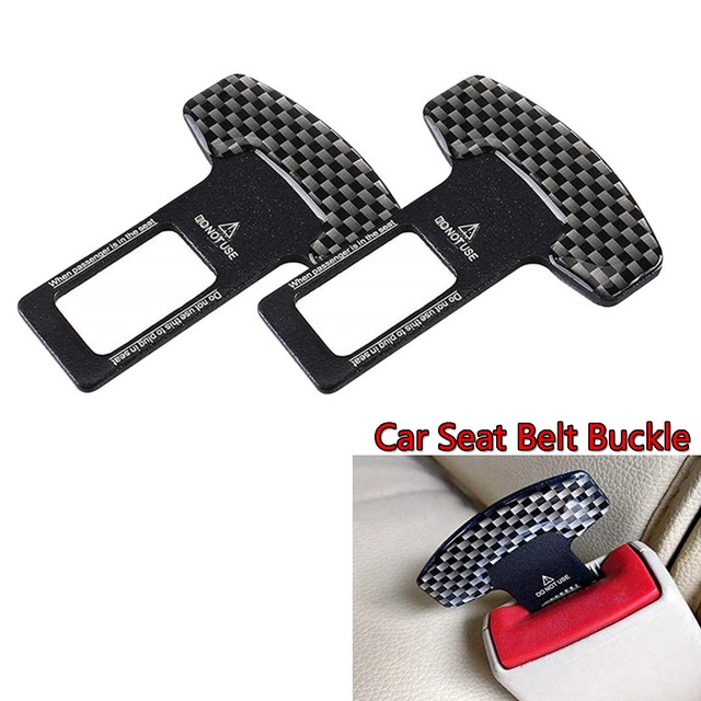 Universal Carbon Fiber Car Seat Belt Buckle Safety Insert Alarm Stop