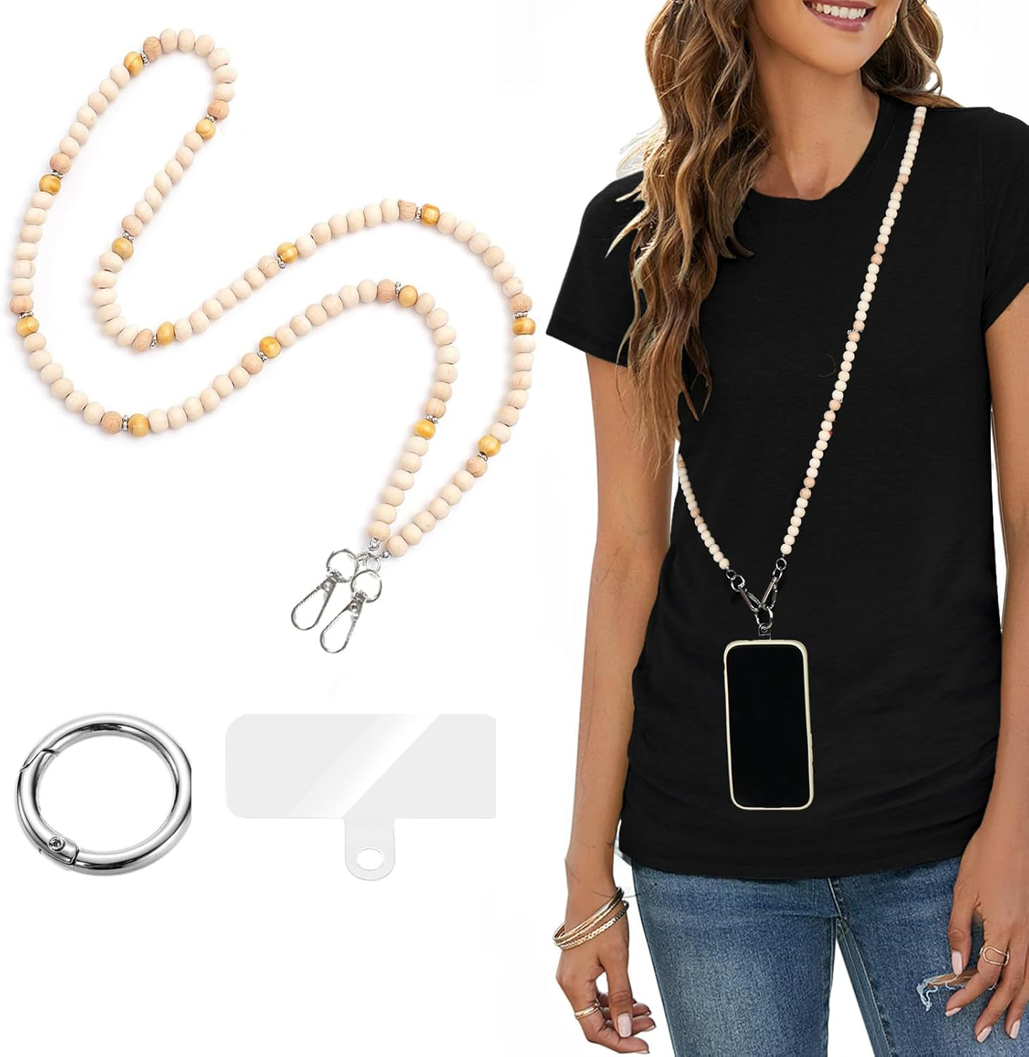 Cross Body Phone Lanyards Beaded Phone Strap Shoulder Strap Replacement Belt