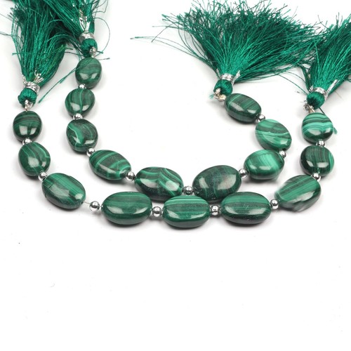 Malachite Beads Gemstone Beads 5 Inch Strand 9X13-10X14 MM Beads Smooth Beads - Picture 5 of 5