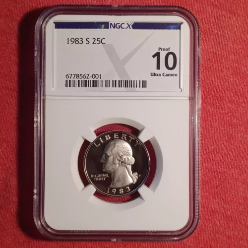 USA 1983-S Quarter 25c Coin - NGC X 10 PR70