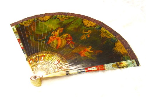 Gorgeous Antique Hand Fan 18th Century Vernis Martin Style éventail ancien - Bild 3 von 15