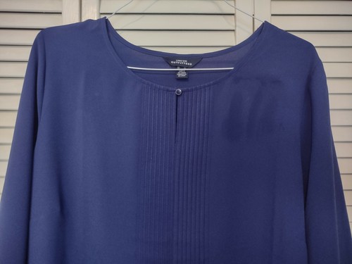 NEU DAMEN LANDS END OUTFITTERS 3/4-ÄRMEL PULLOVER BLUSE MARINEBLAU GR. 22W - Bild 4 von 4