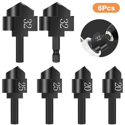 6PCS 1/4'' PPR Lifting Stepped Drill Bit for PVC Water Pipe Reamer Expansion Tool